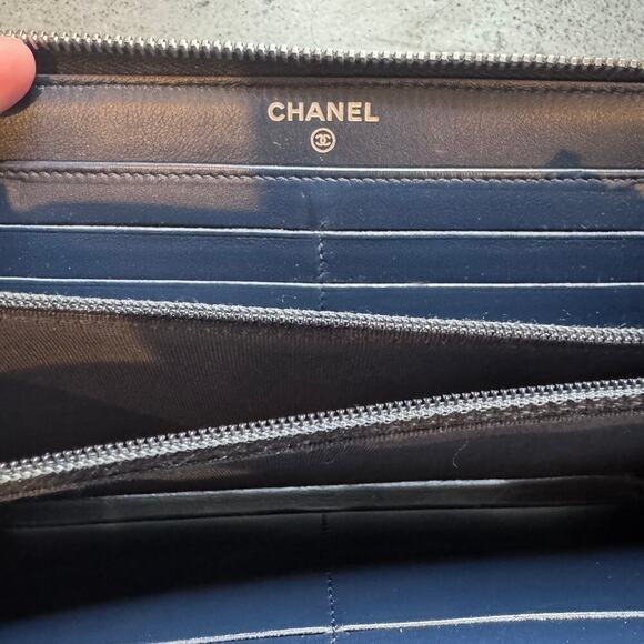 Chanel Blue Exotic Python Leather Wallet Navy Zippy Luxury Designer SHW - Picture 8 of 8